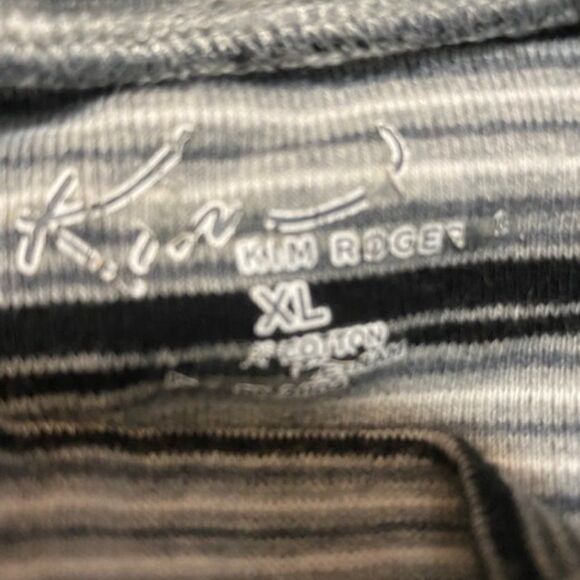 Kim Rogers stretch Gray, Black, White stripe sweater, size XL - Picture 3 of 3